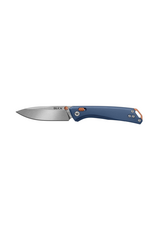 Buck Knives Buck 700 Nomad Crossbar Lock Folding Knife 3.25" D2 Stonewashed Drop Point Blade, Blue Anodized Aluminum Handles, Bronze Accents - 14422