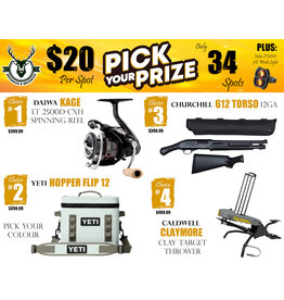 DRAW #1857 - Pick Your Prize - Daiwa, Yeti, Churchill OR Caldwell!