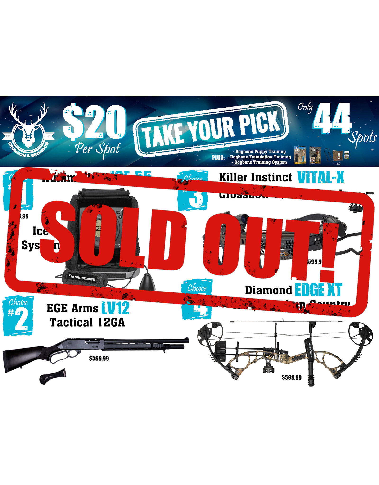 DRAW #1852 - Take Your Pick - Humminbird, EGE Arms, Killer Instinct OR Diamond!