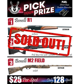 DRAW #1848 - Pick Your Prize - Benelli R1, Sako OR Benelli M2!