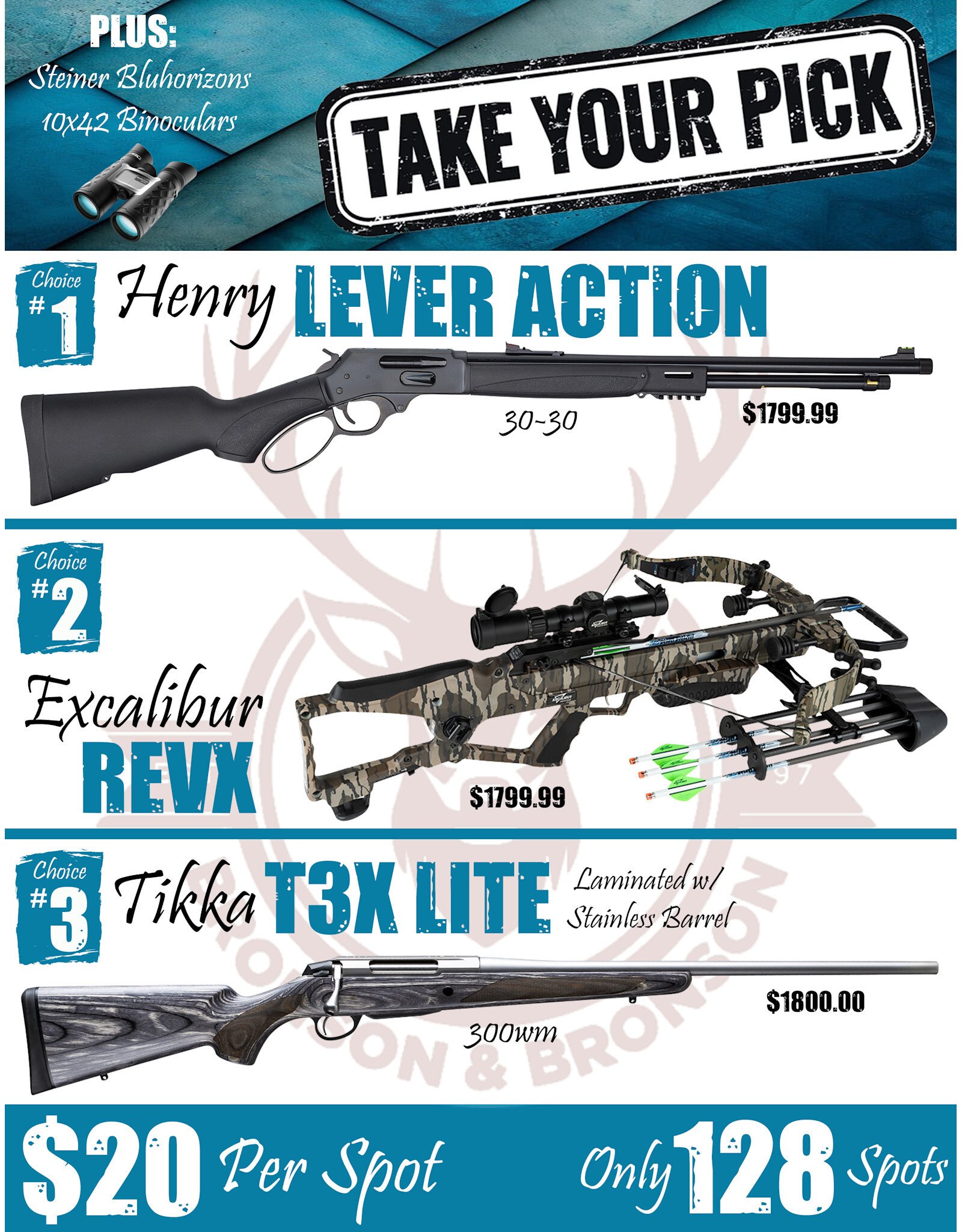 DRAW #1860 (1-64) - Take Your Pick - Henry, Excalibur OR Tikka!
