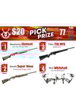 DRAW #1862 - Pick Your Prize - Weatherby, Benelli, Tikka OR Bear!