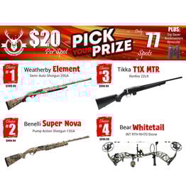 DRAW #1862 - Pick Your Prize - Weatherby, Benelli, Tikka OR Bear!
