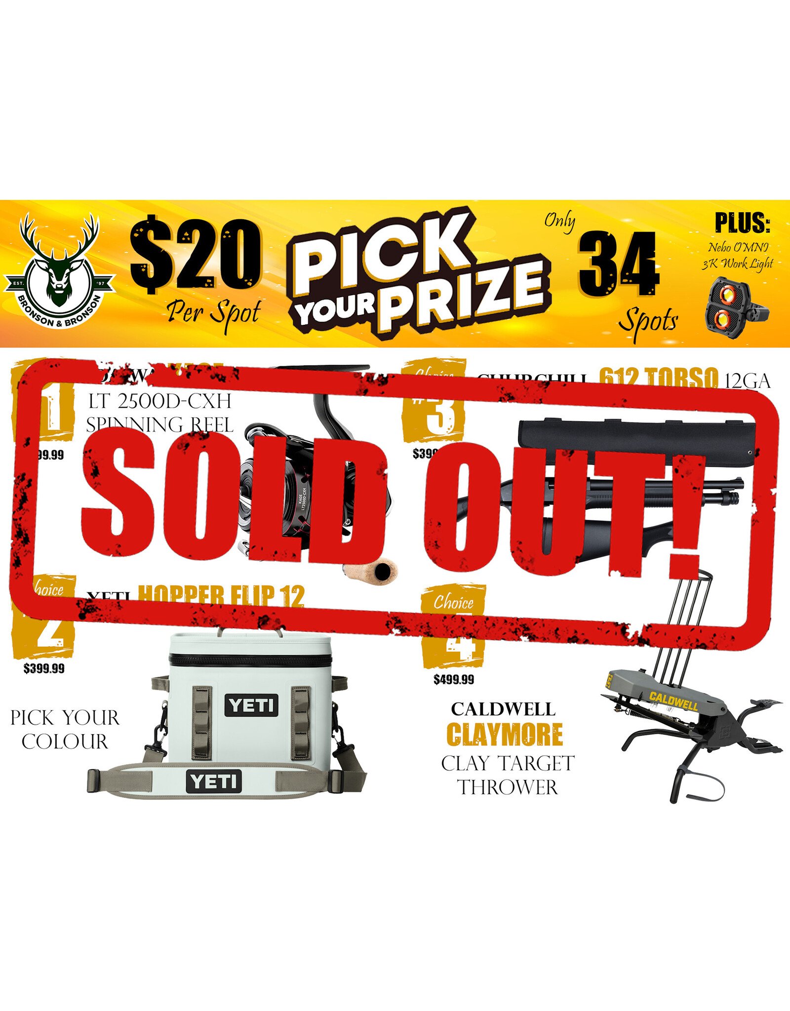 DRAW #1857 - Pick Your Prize - Daiwa, Yeti, Churchill OR Caldwell!