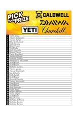 DRAW #1857 - Pick Your Prize - Daiwa, Yeti, Churchill OR Caldwell!