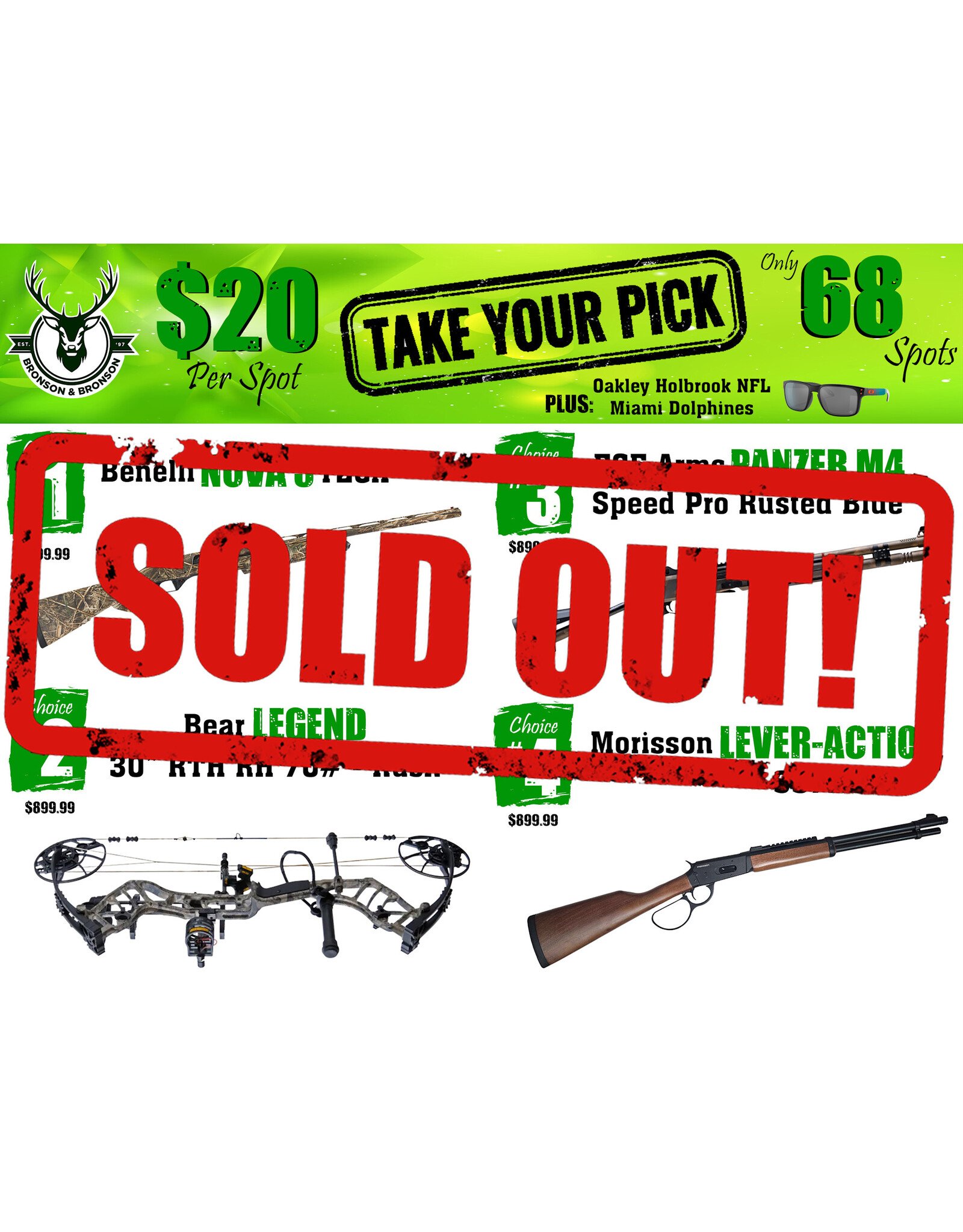 DRAW #1856 - Take Your Pick - Benelli, Bear, EGE Arms OR Morisson!