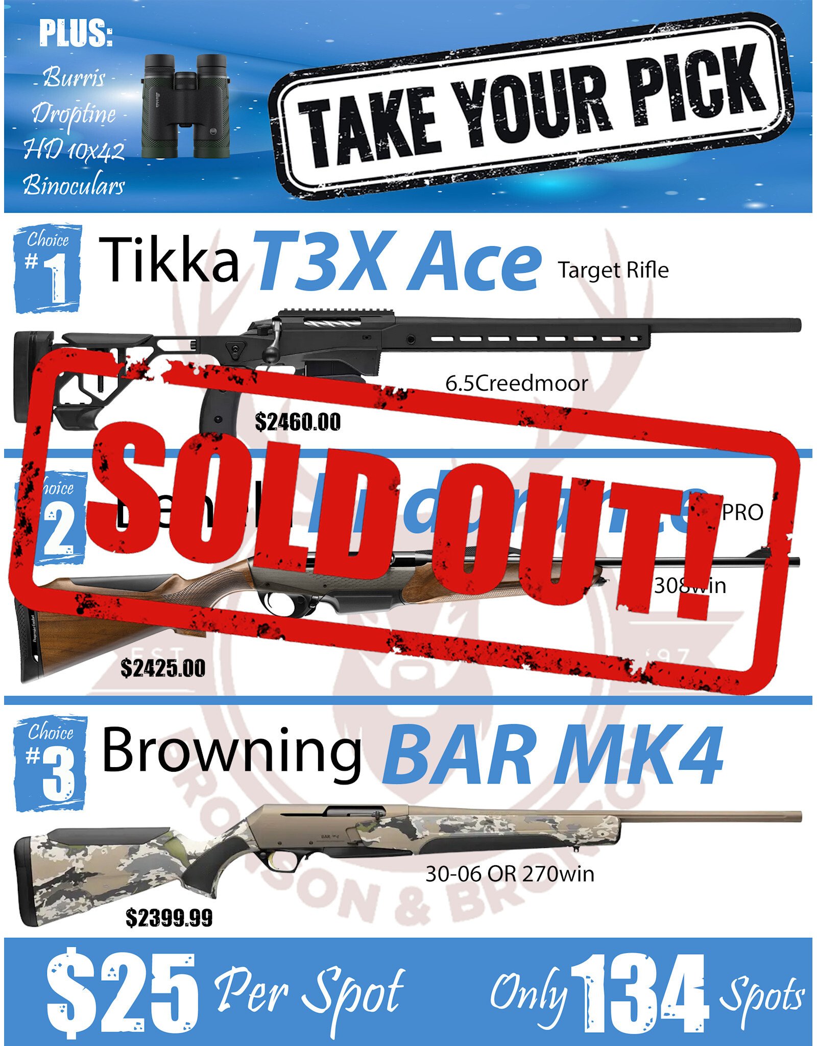 DRAW #1858 - Take Your Pick - Tikka, Benelli OR Browning!