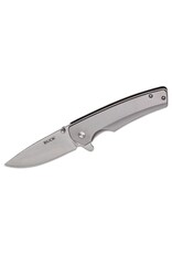 Buck Knives Buck 254 Odessa Flipper Knife 3.125" Drop Point Plain Blade, Stainless Steel Handles (0254SSS) - 13052