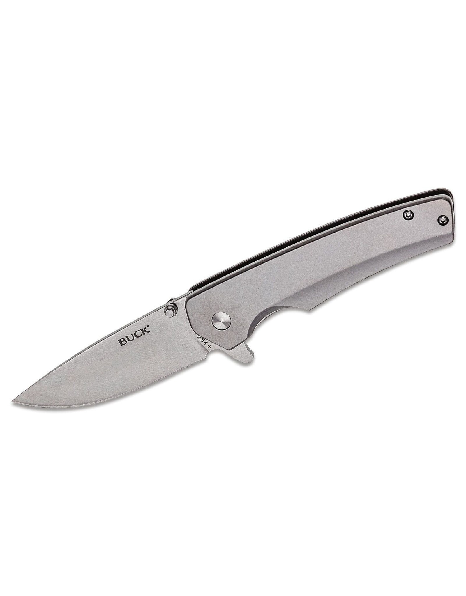Buck Knives Buck 254 Odessa Flipper Knife 3.125" Drop Point Plain Blade, Stainless Steel Handles (0254SSS) - 13052