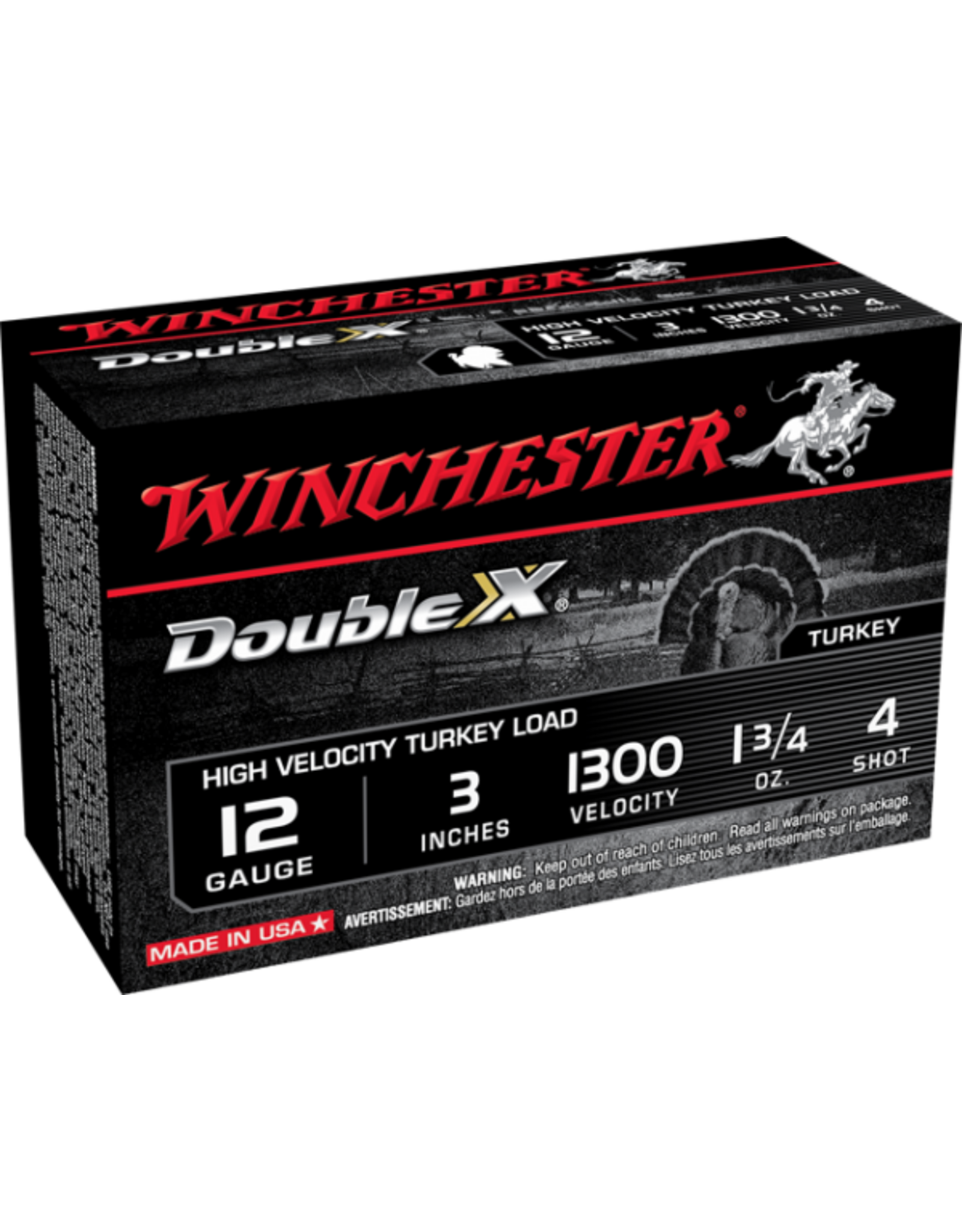 Winchester Winchester STH1234 Double X Shotshell 12 GA, 3 in, No. 4, 1-3/4oz, Max Dr, 1300 fps, 10 Rnd per Box