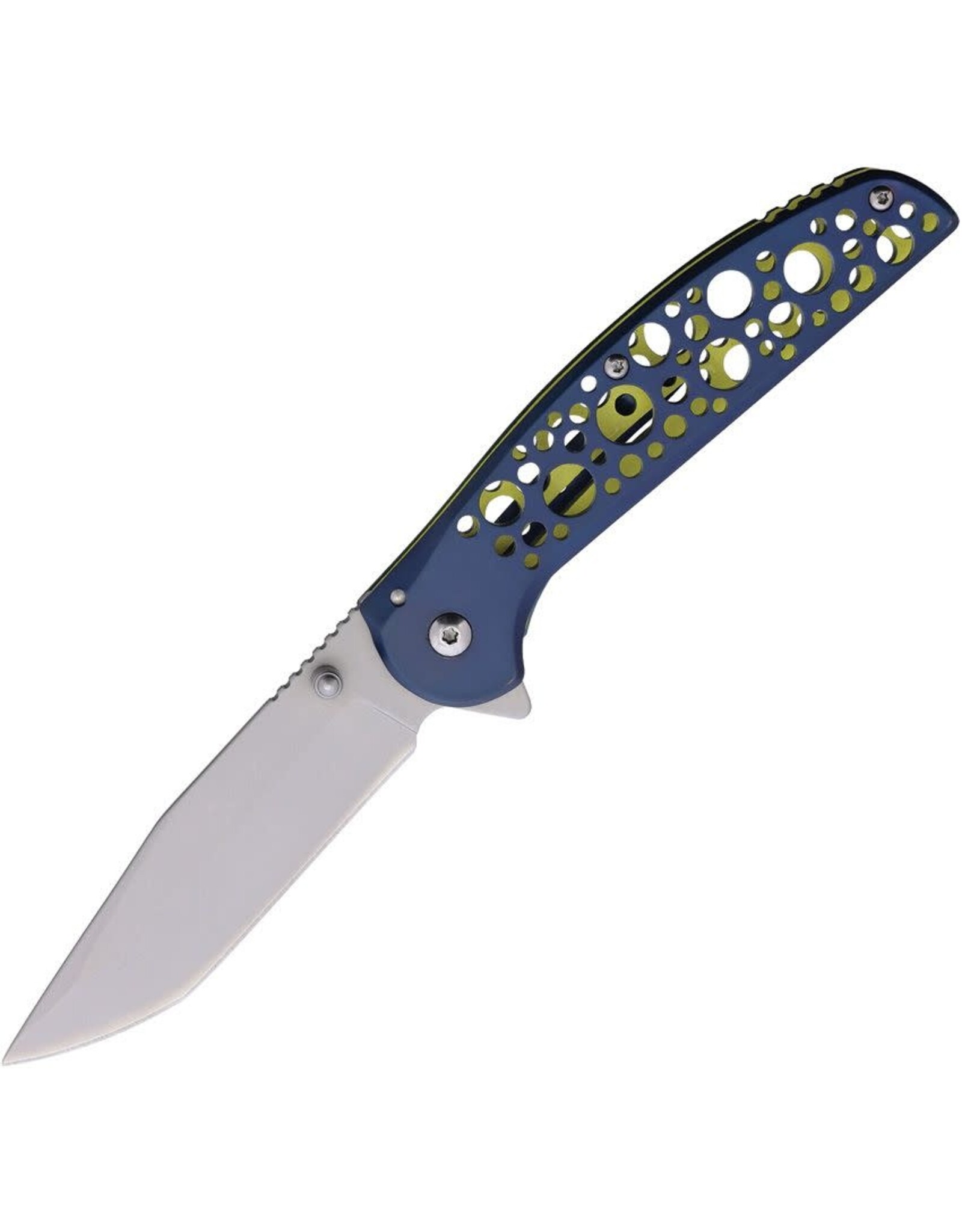 MTech Usa Mtech Framelock Blue/Yellow Stainless Handle 3Cr13 Steel Folding Knife MT-2015BL