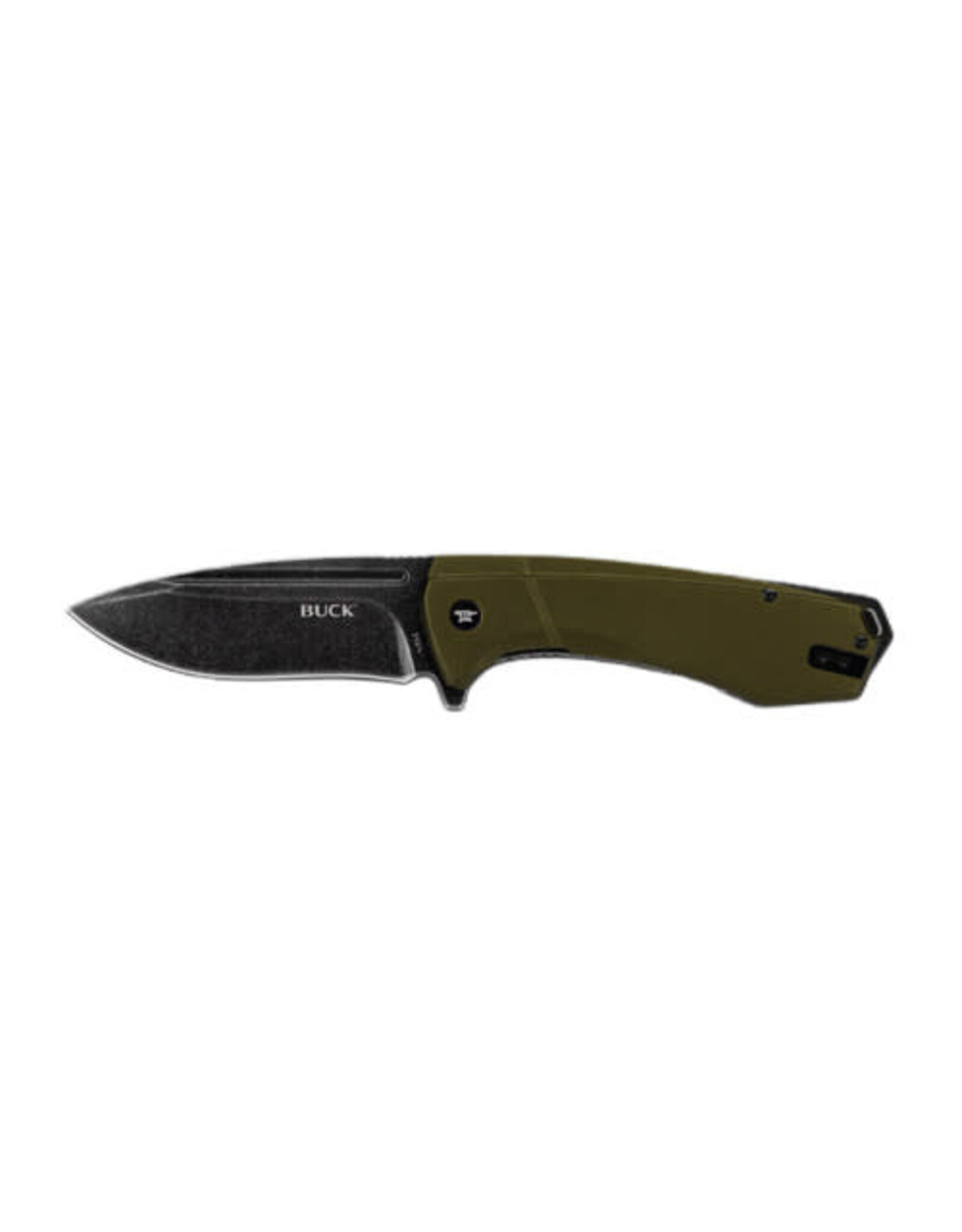 Buck Knives Buck 0713GRS Ruckus Frame Lock Flipper Knife 3.5" D2 Black Stonewashed Drop Point Blade, Green Aluminum and Steel Handle - 14156