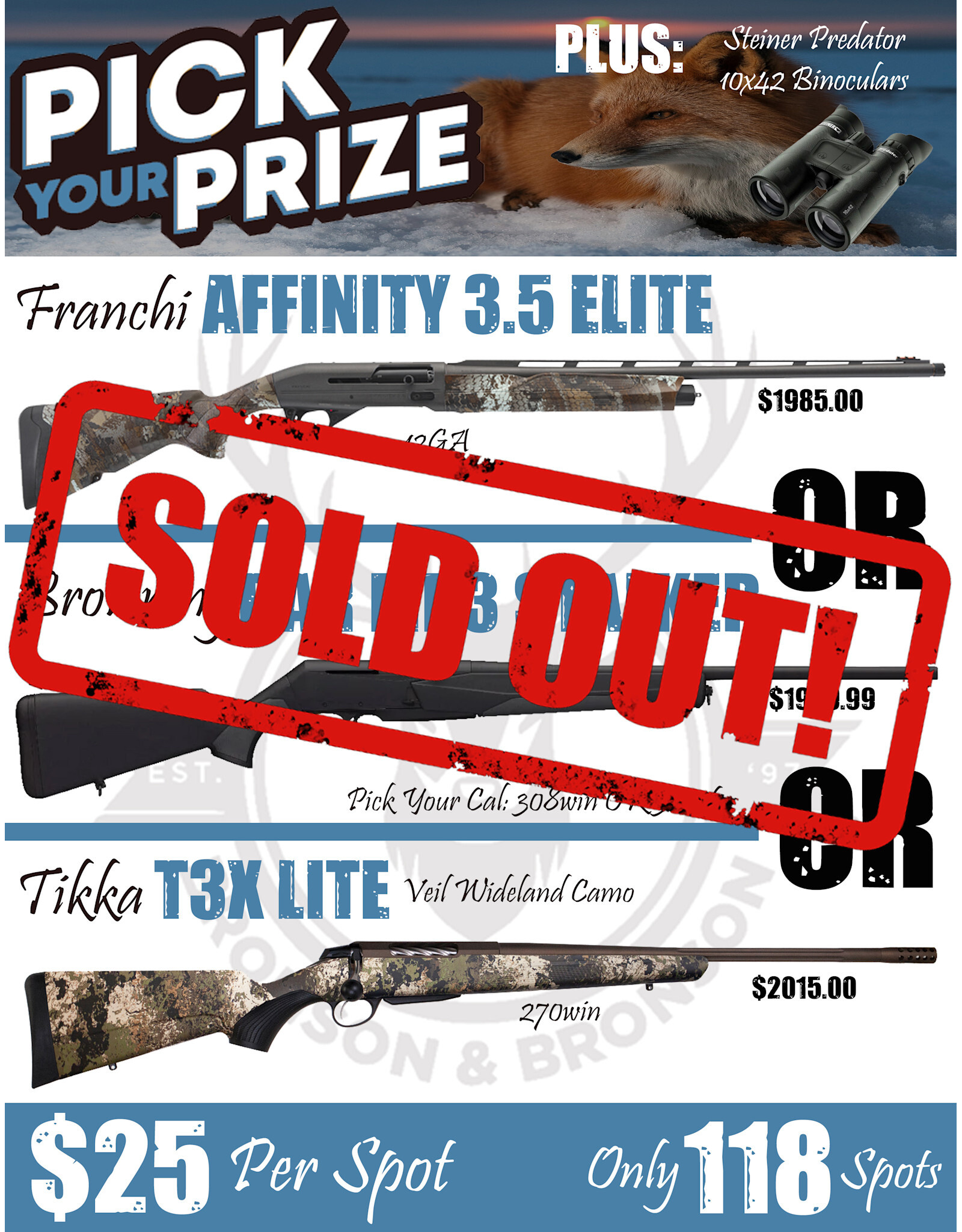 DRAW #1788 - Pick Your Prize - Franchi, Browning OR Tikka!