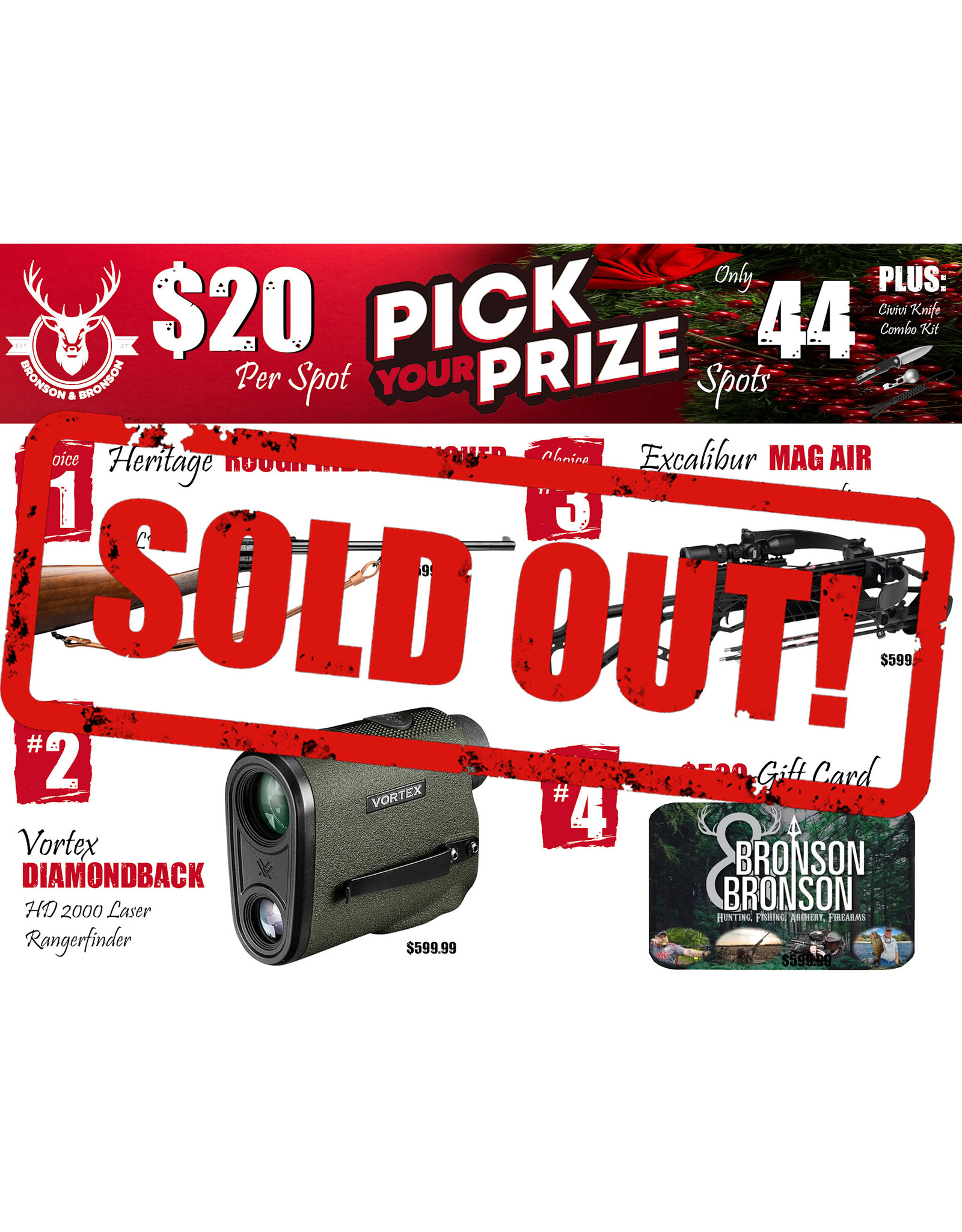 DRAW #1807 - Pick Your Prize - Heritage, Vortex, Excalibur OR Gift Card!