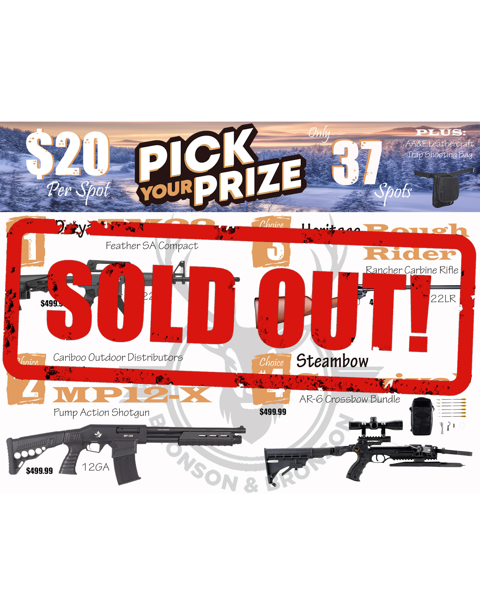 DRAW #1816 - Pick Your Prize - Derya, Cariboo, Heritage OR Steambow!