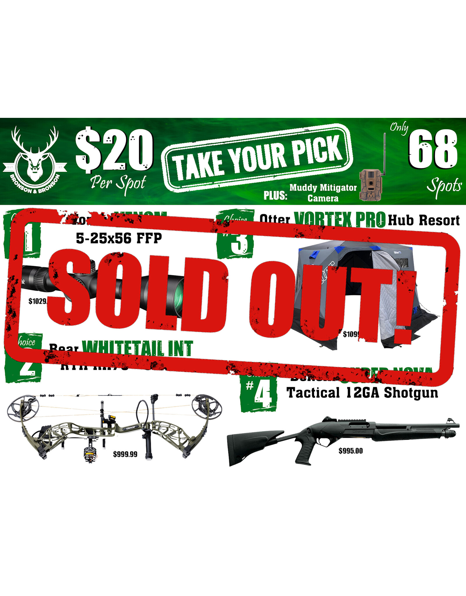 DRAW #1835 - Take Your Pick - Vortex, Bear, Otter OR Benelli!