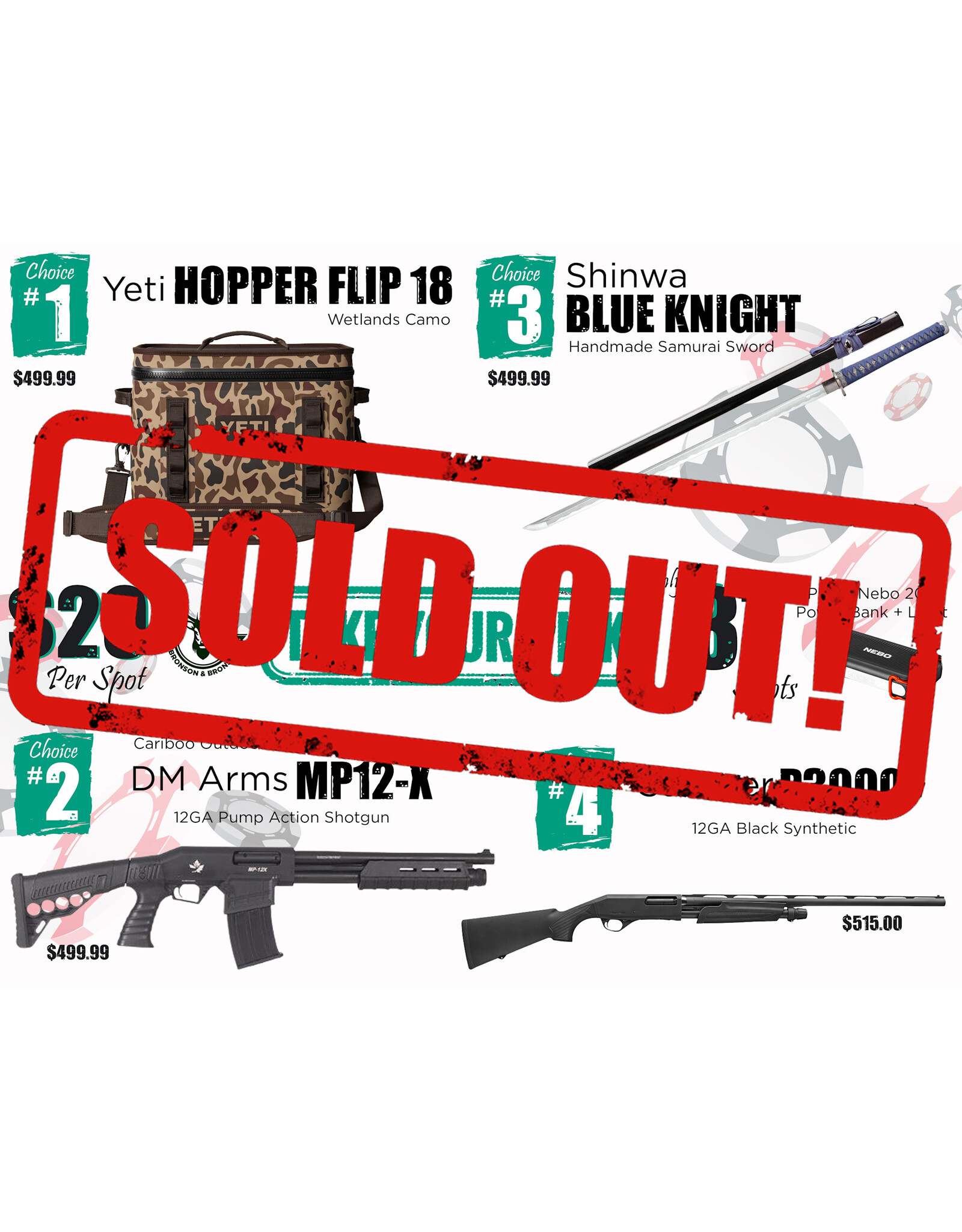 DRAW #1841 - Take Your Pick - Yeti, Cariboo, Shinwa OR Stoeger!