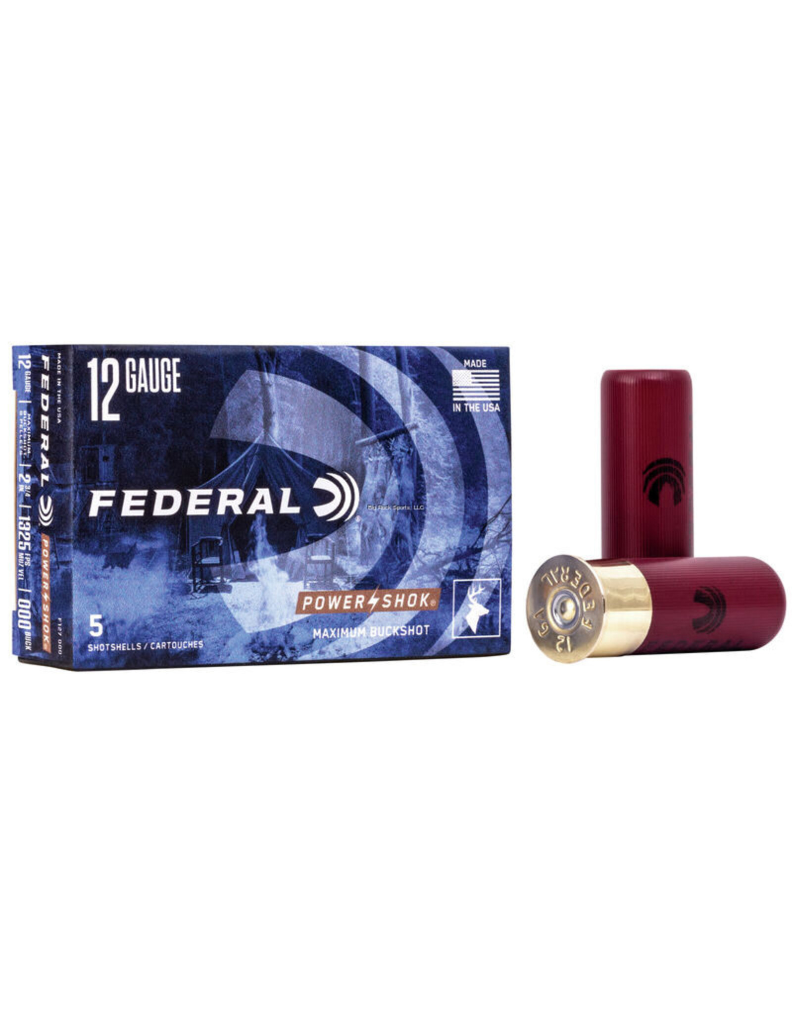 Federal Federal F127-00 Power-Shok Shotgun Ammo 12 GA, 2-3/4 in, 00B, 9 Pellets, 1325 fps, 5 Rounds