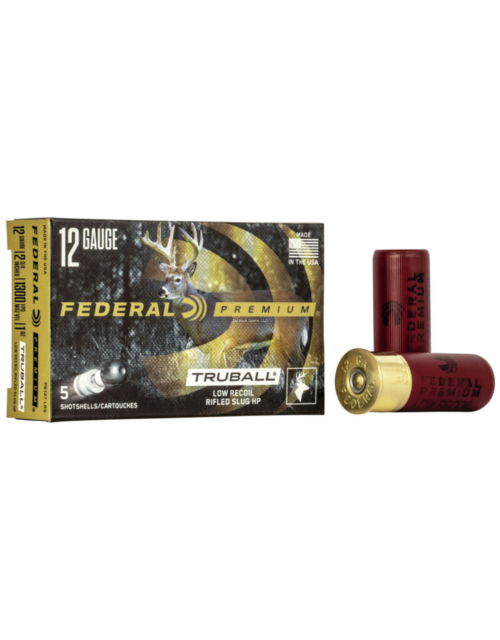 Federal Federal PB127-LRS Vital-Shok TruBall Rifled Slugs 12 GA, 2-3/4 in, 1oz, 3-1/4 Dr, 1300 fps, 5 Rnd per Box