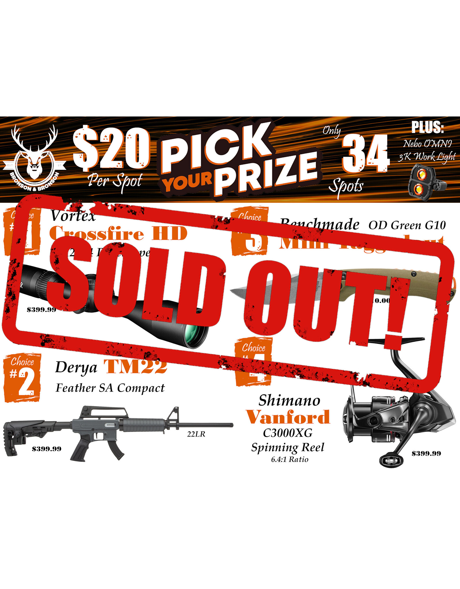 DRAW #1855 - Pick Your Prize - Vortex, Derya, Benchmade OR Shimano!