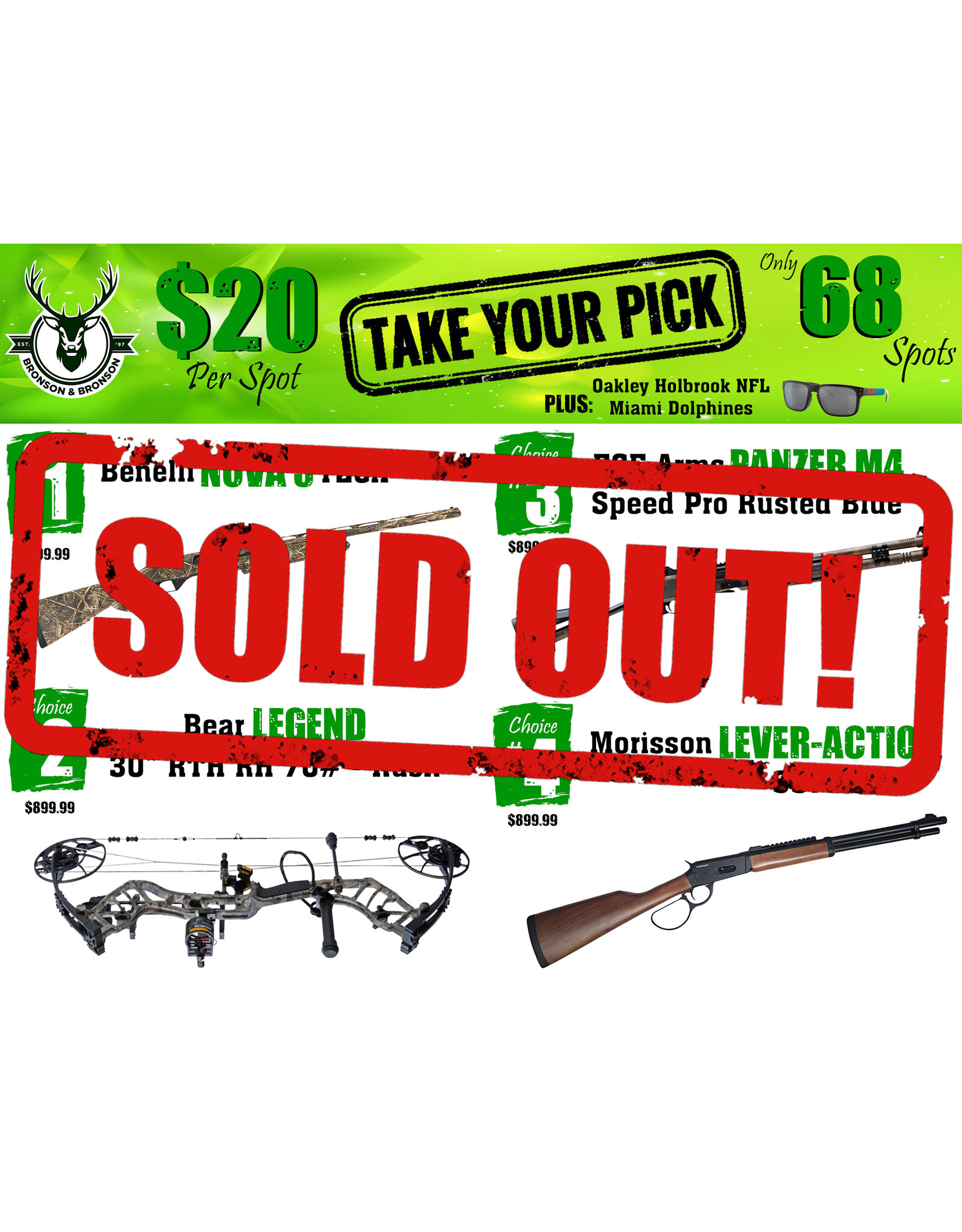 DRAW #1856 - Take Your Pick - Benelli, Bear, EGE Arms OR Morisson!