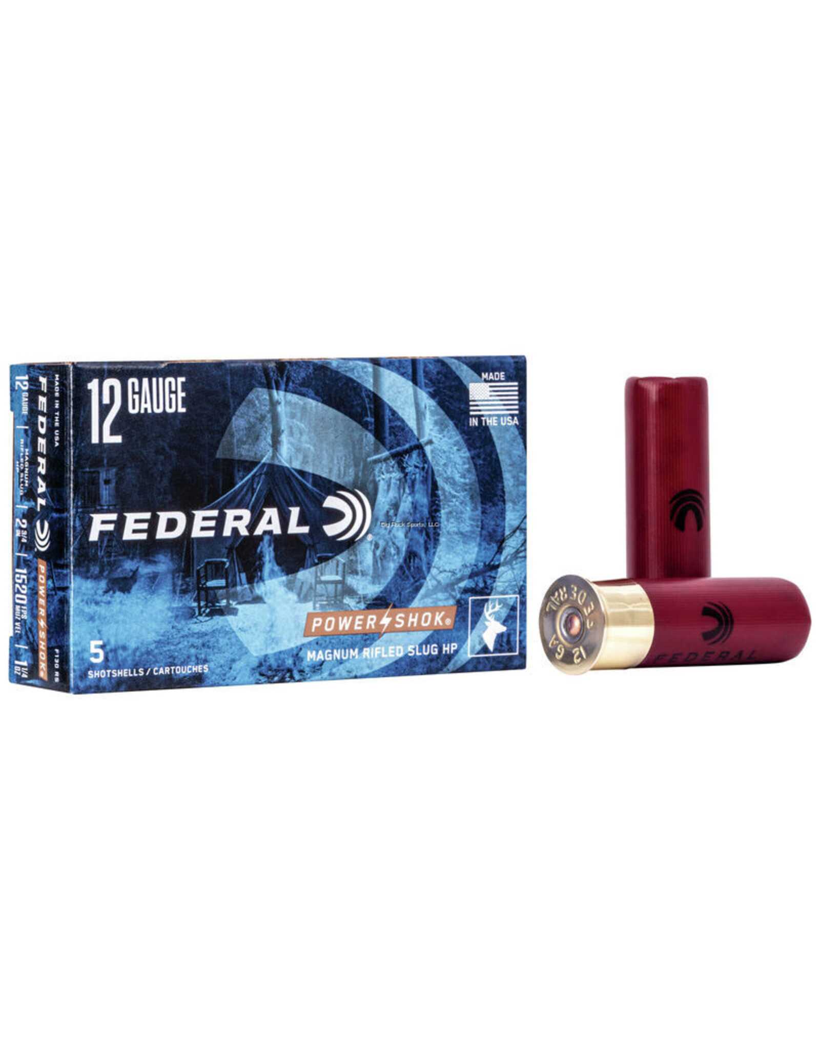 Federal Federal F130-RS Power-Shok Rifled Slugs 12 GA, 2-3/4 in, 1-1/4oz, 1520 fps, 5 Rnd per Box