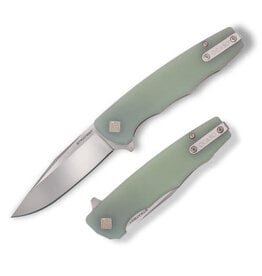 Ocaso Ocaso Knives 29JGD The Strategy Liner Lock Flipper Knife 3.5" K110 Satin Clip Point Blade, Jade G10 Handles