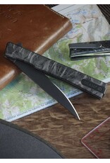 Ocaso Ocaso Knives Demko 10ETB Solstice Executive Liner Lock Flipper Knife 3.5" S35VN Black Drop Point Blade, Topographic Engraved Black Titanium Handles