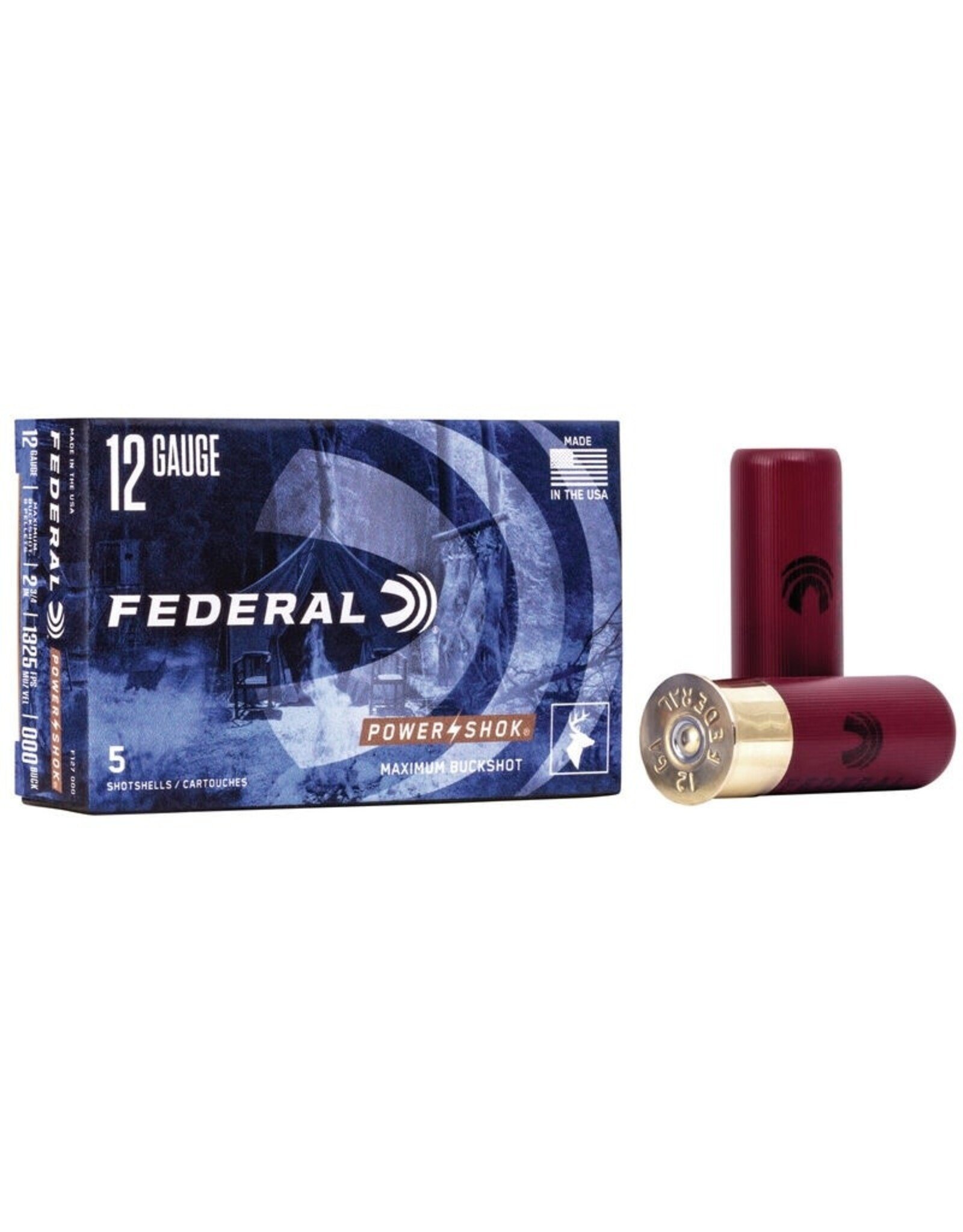 Federal FEDERAL PREMIUM F127000 POWER-SHOK 12GA 2.75IN MAX 8PELLETS 000BUCK 5/BX