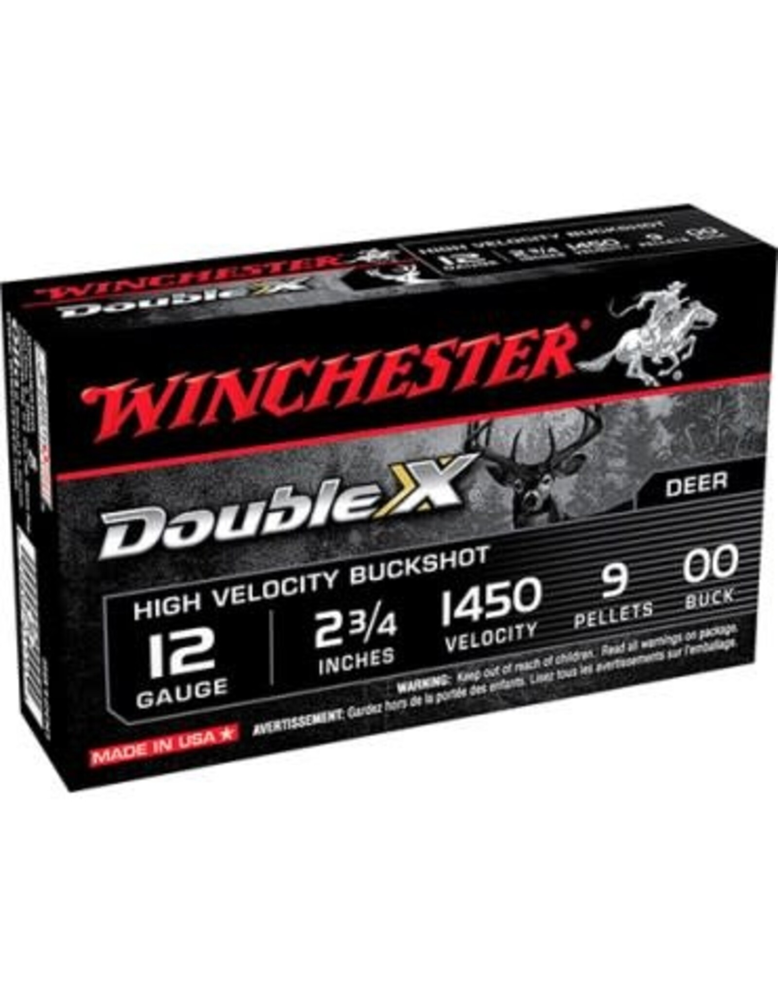 Winchester Winchester SB1200 Double X Shotgun Ammo 12 GA, 2-3/4 in, 00 Buck, 9 pellets 1450fps