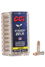 CCI CCI 0050 Stinger Rimfire Ammo 22 LR, CPHP, 32 Grains, 1640 fps, 50 Rounds, Boxed