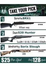 DRAW #1865 (1-64) - Take Your Pick - Beretta, Sako OR Weatherby!
