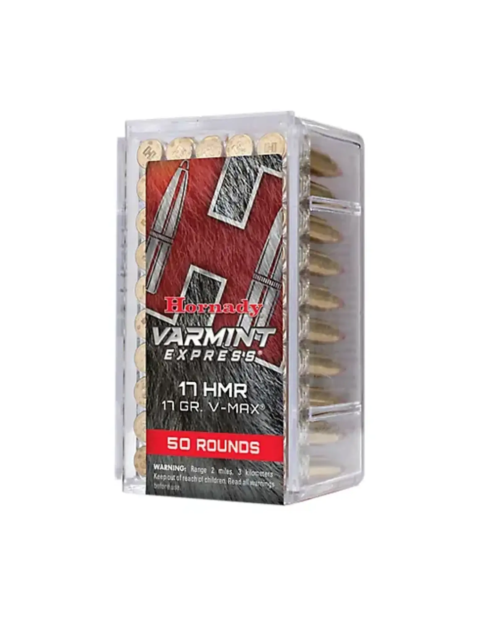 Hornady Hornady 83170 Rimfire Varmint Express Ammo 17 HMR, V-Max, 17 Grains, 2550 fps, 50 Rounds, Boxed