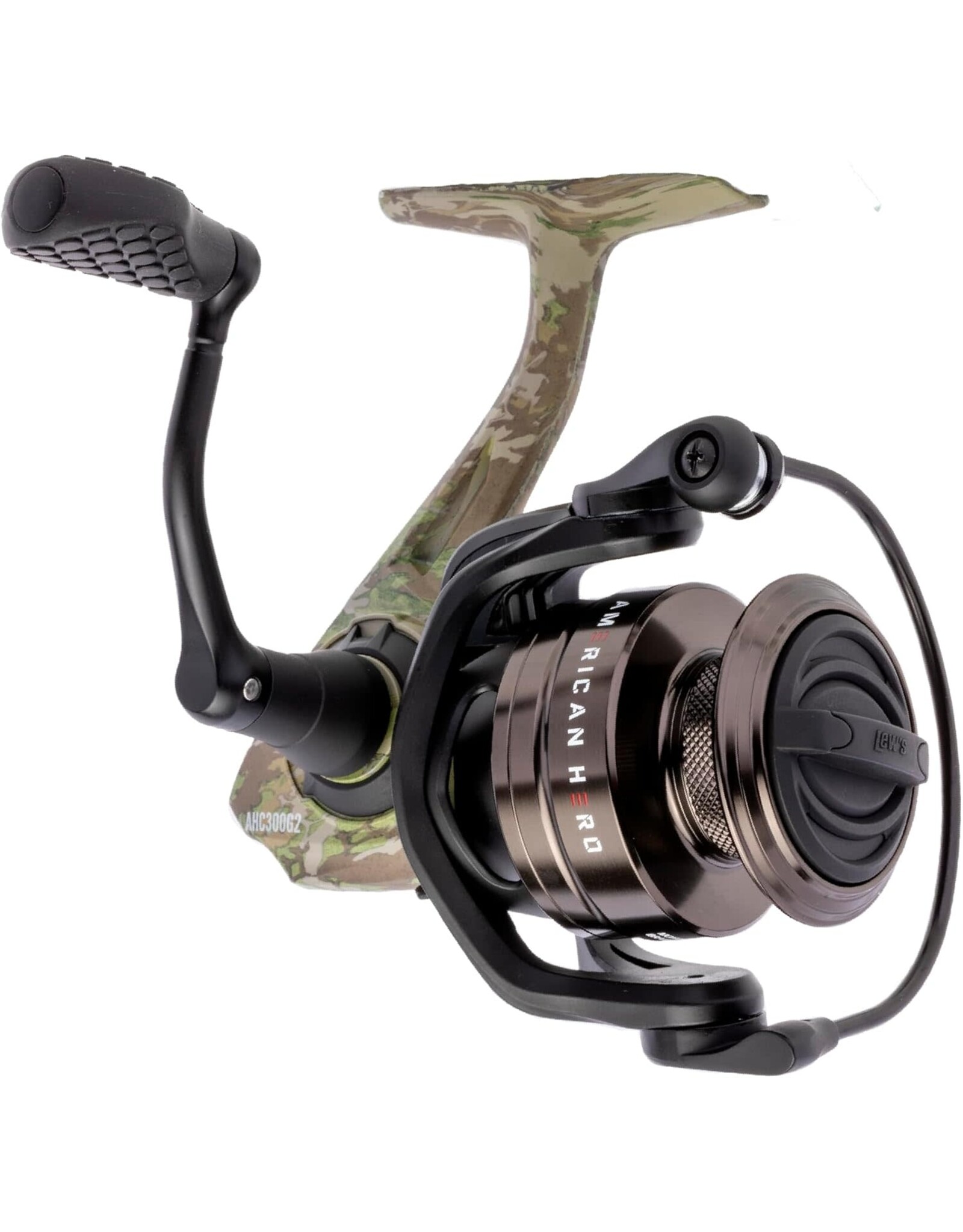 Lew's Lew's American Hero Camo Spinning Reel 5+1 Bearings 6.2:1 Gear Ratio Clamshell, Camo/Black