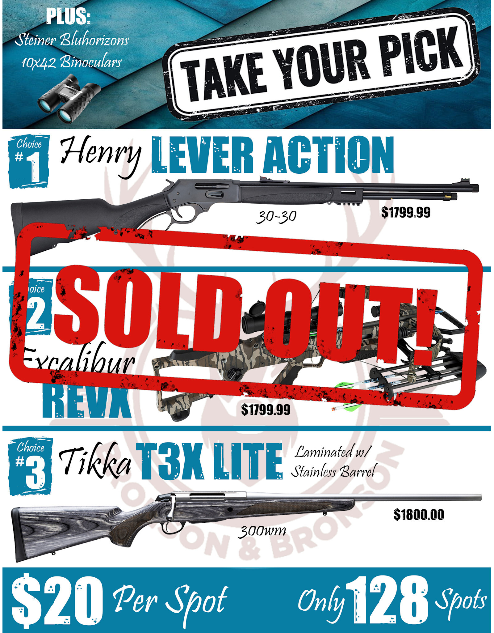 DRAW #1860 - Take Your Pick - Henry, Excalibur OR Tikka!