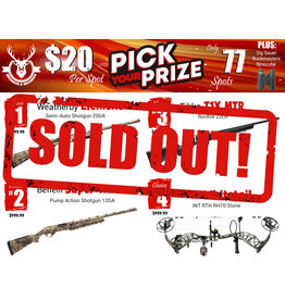 DRAW #1862 - Pick Your Prize - Weatherby, Benelli, Tikka OR Bear!