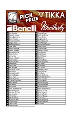 DRAW #1862 - Pick Your Prize - Weatherby, Benelli, Tikka OR Bear!