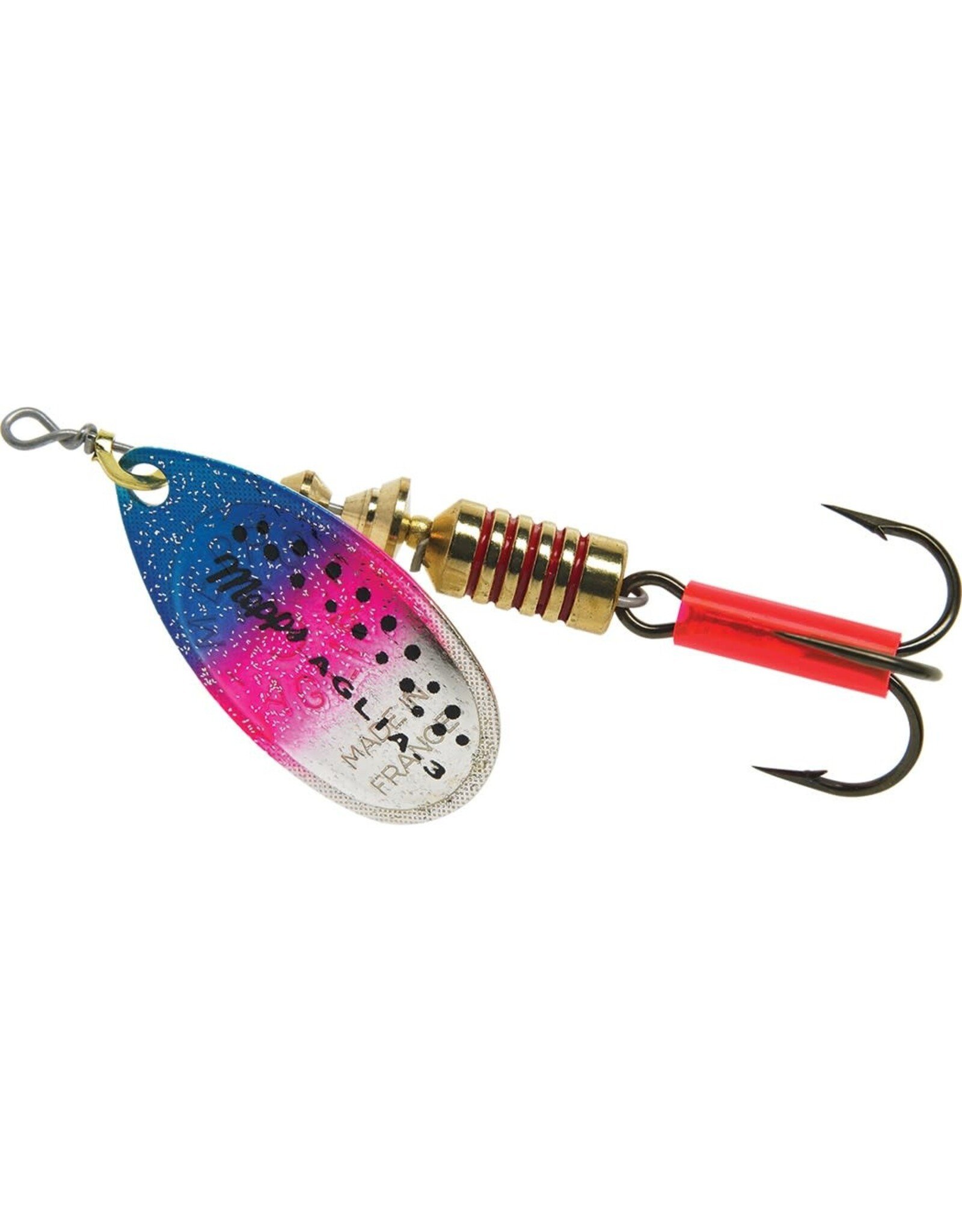 Mepps Mepps B3 RBT Aglia In-Line Spinner, 1/4 oz, Plain Treble Hook, Rainbow Trout Blade