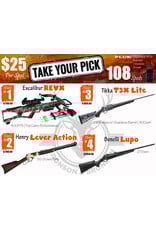 DRAW #1868 (1-54) - Take Your Pick - Excalibur, Henry, Tikka OR Benelli!