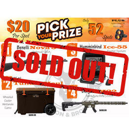 DRAW #1864 - Pick Your Prize - Benelli, Yeti, Humminbird OR Derya!