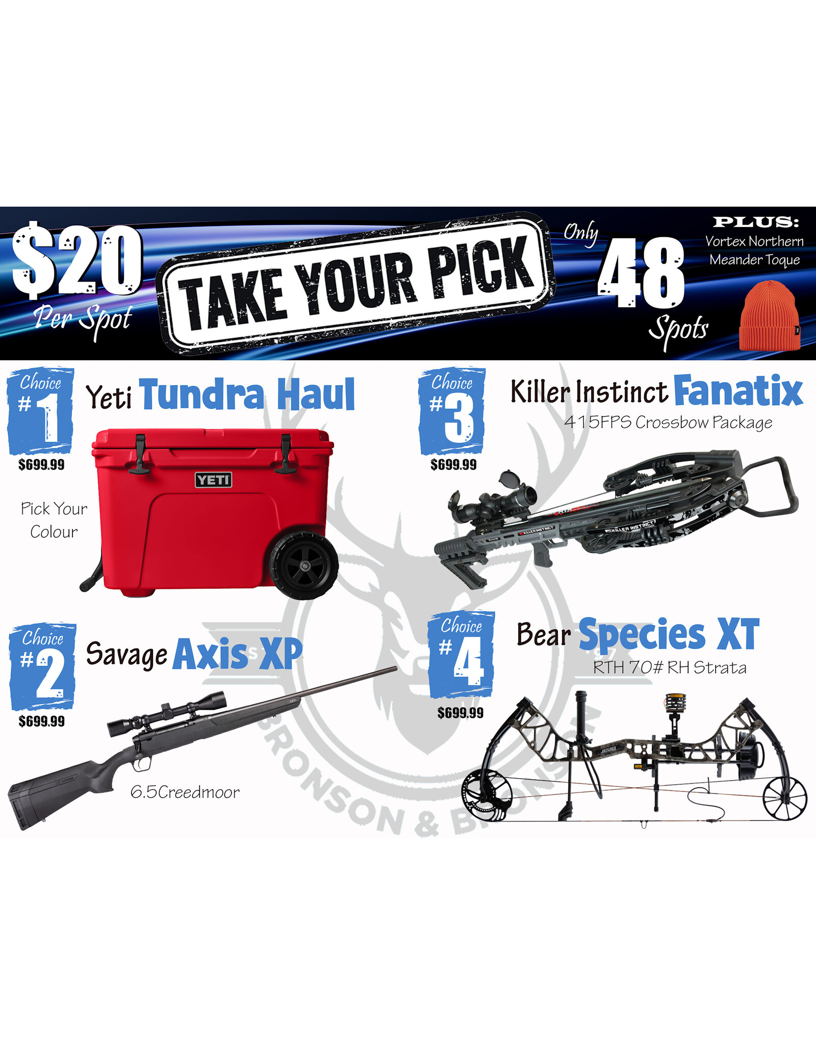 DRAW #1872 - Take Your Pick - Yeti, Savage, Killer Instinct OR Bear!