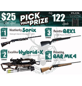 DRAW #1874 (#62-122) - Pick Your Prize - Weatherby, Excalibur, Beretta OR Browning!