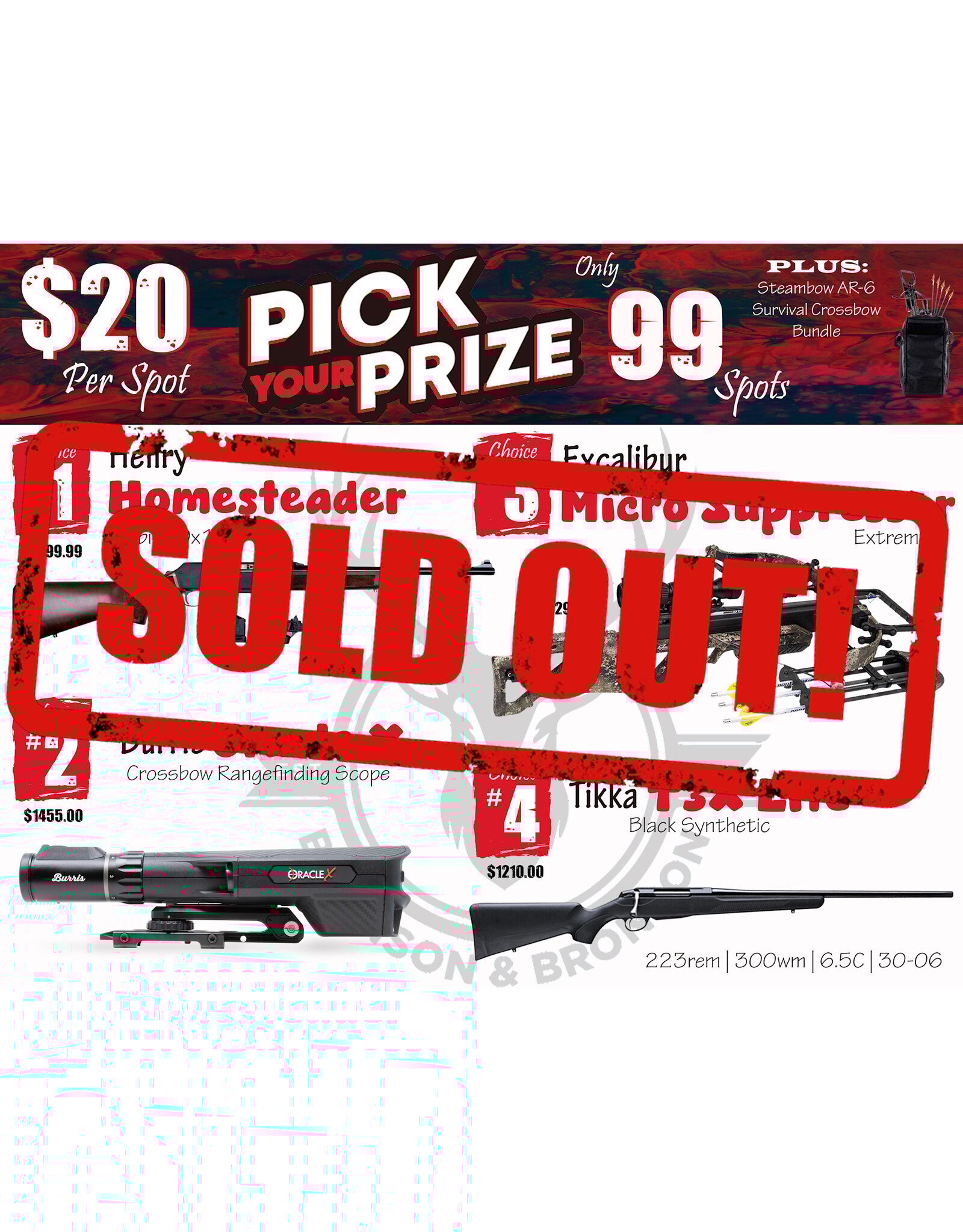 DRAW #1867 - Pick Your Prize - Henry, Burris, Excalibur OR Tikka!