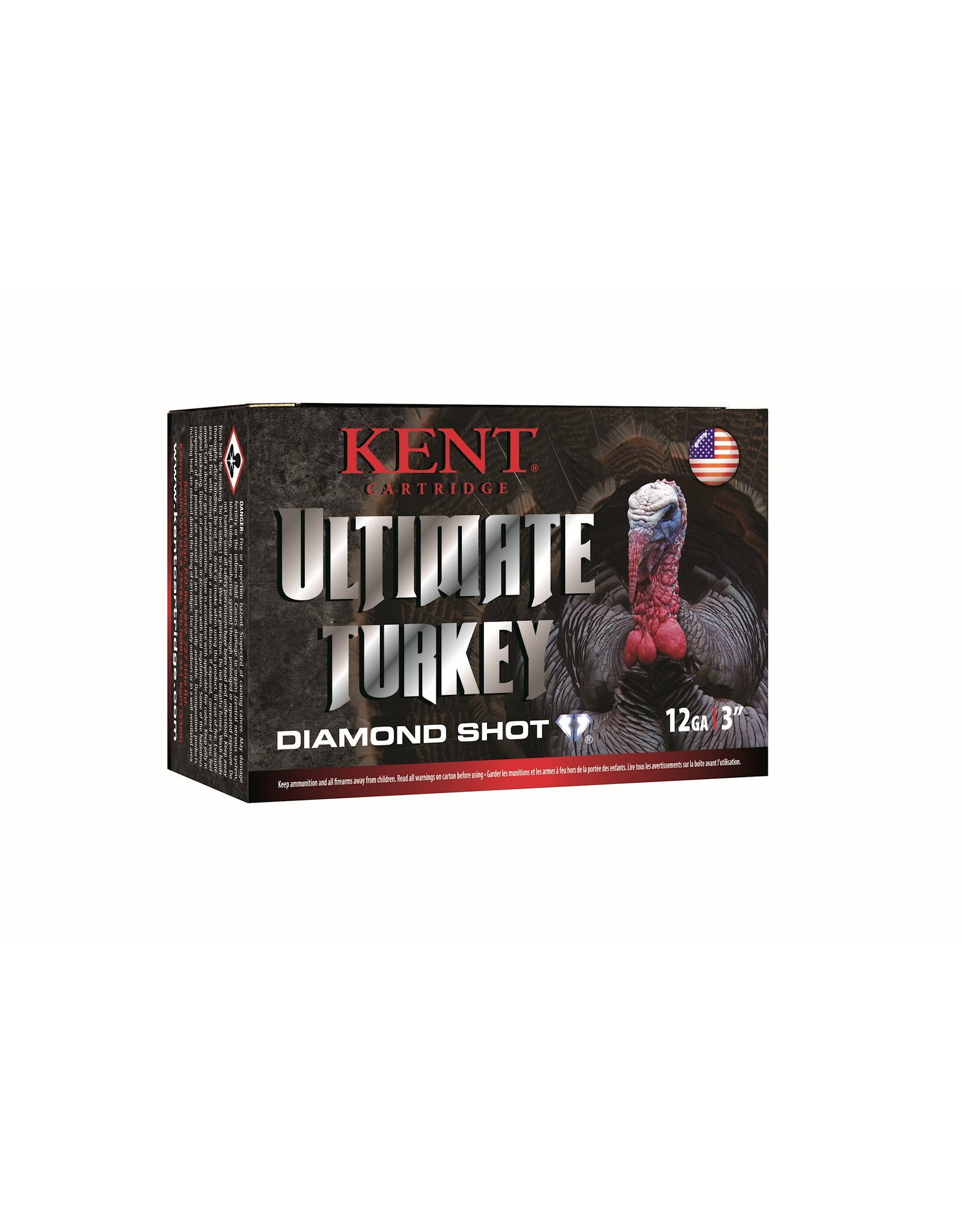 Kent Cartridge Kent C123TK50-4 Ultimate Diamond Shot Turkey Shotshell 12 Ga, 3", #4, 1-3/4 oz, Max Dr, 1310 fps, 10ct