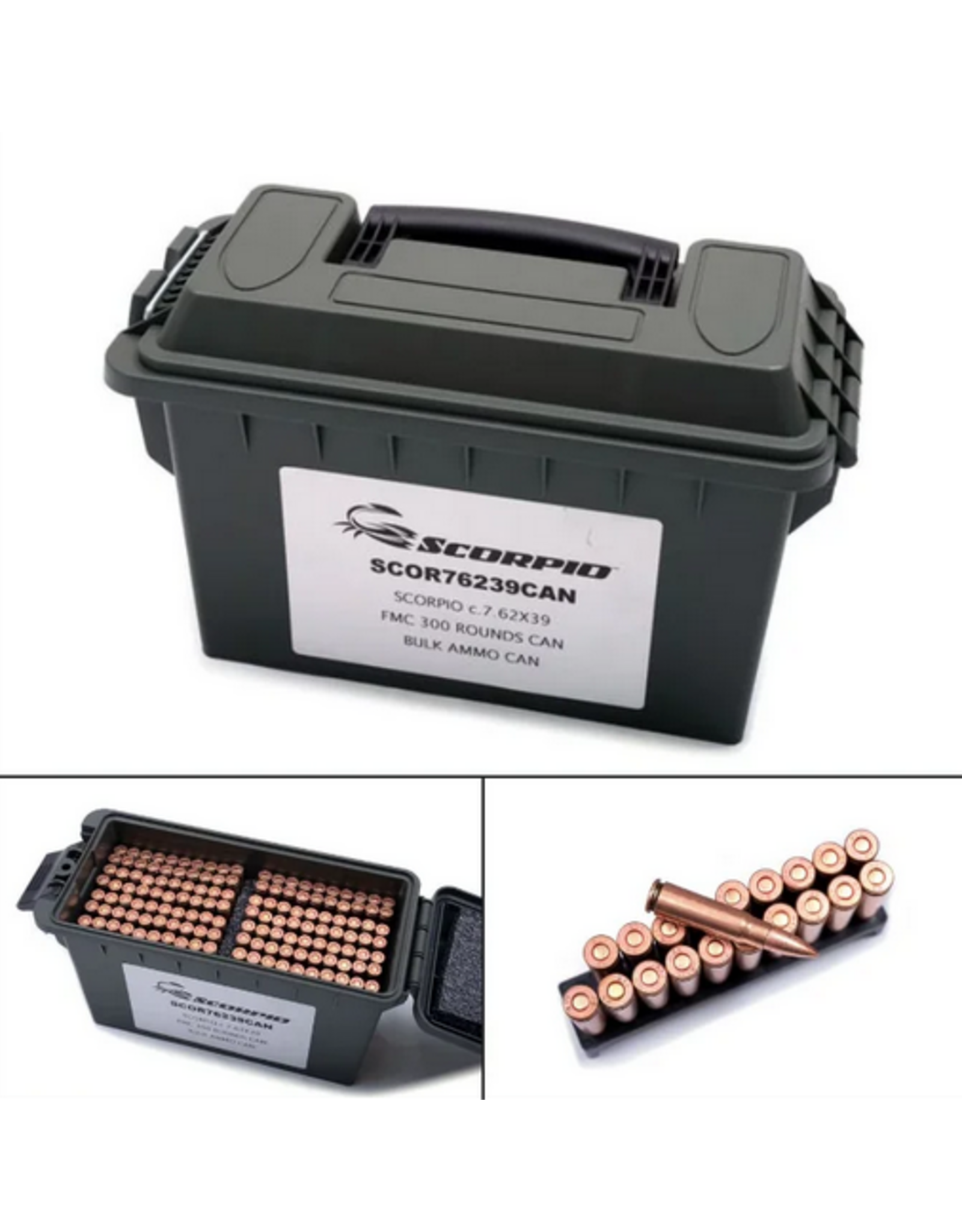Scorpio Scorpio 7.62x39 FMC 300 Rounds Bulk includes Ammo Box SCOR76239CAN
