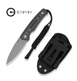 Civivi CIVIVI Altus Fixed Blade Knife Gray and Black Layered G10 Handle (2.99" Gray Stonewashed 14C28N Blade) C20076B-2, With 1PC Black Lanyard, Black Kydex Sheath & T-Clip