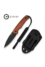 Civivi CIVIVI Altus Fixed Blade Knife Guibourtia Wood Handle (2.99" Black Stonewashed 14C28N Blade) C20076B-3, With 1PC Black Lanyard, Black Kydex Sheath & T-Clip