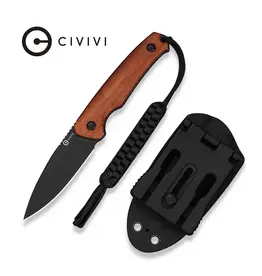 Civivi CIVIVI Altus Fixed Blade Knife Guibourtia Wood Handle (2.99" Black Stonewashed 14C28N Blade) C20076B-3, With 1PC Black Lanyard, Black Kydex Sheath & T-Clip