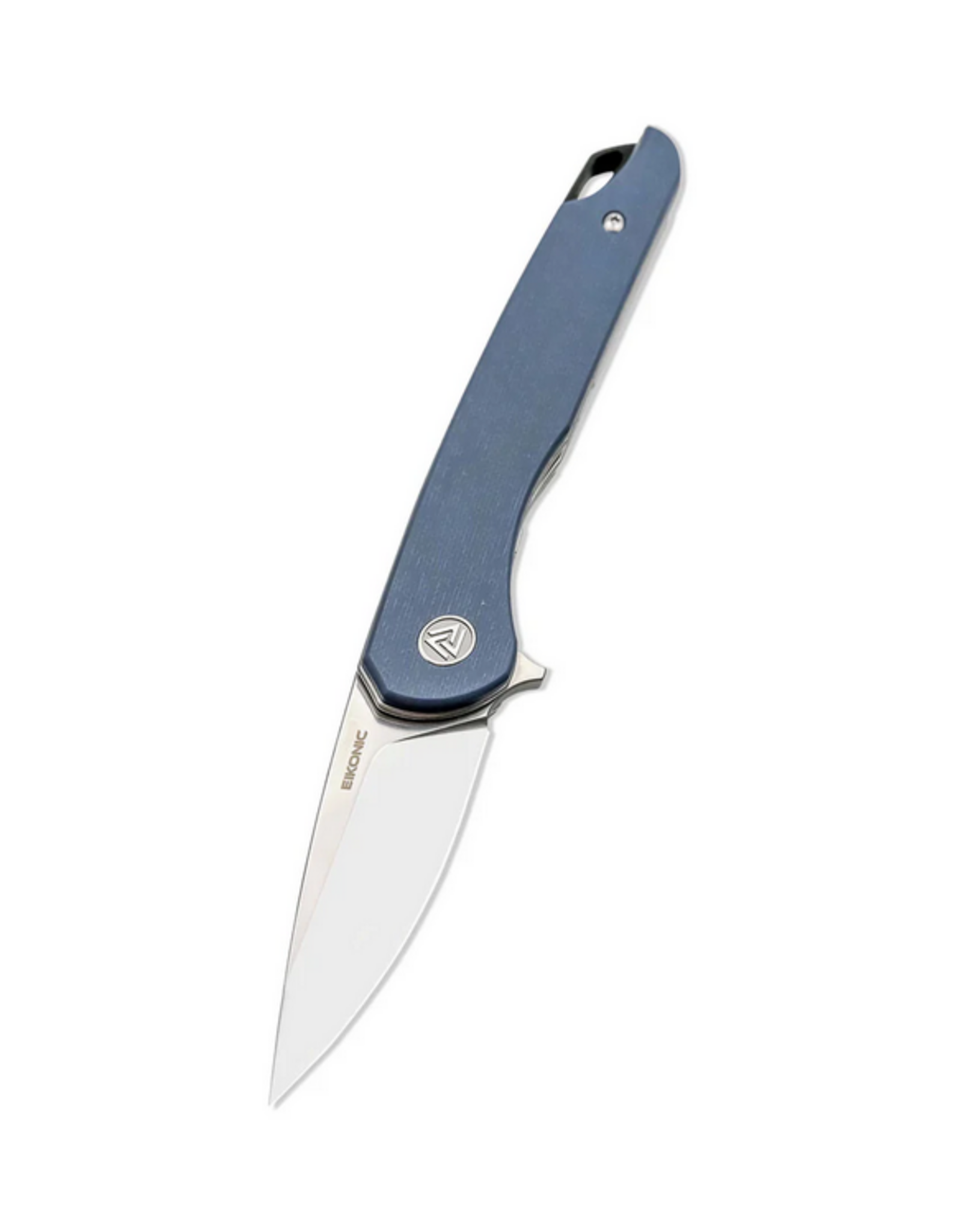 EIKONIC EIKONIC Knives Brian Brown Dromas Flipper Knife 3.25" D2 Satin Drop Point Blade, Blue G10 Handles, Liner Lock - 440SSGY