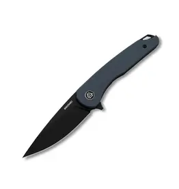 EIKONIC EIKONIC Knives Brian Brown Dromas Flipper Knife 3.25" D2 Black Stonewashed Drop Point Blade, Blue G10 Handles, Liner Lock - 440BGY
